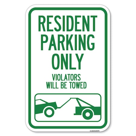 Parking Reserved Towing Sign Resident Pa Heavy-Gauge Aluminum Sign